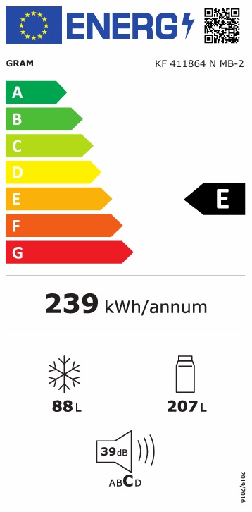 Gram - KF 411864 N MB-2 - NoFrost med LED belysning Gram - KF 411864 N MB-2 - NoFrost med LED belysning
